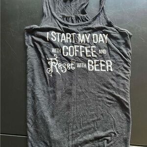 Graphic Tank Top "I Start My Day With Coffee and Reset With Beer" - Black